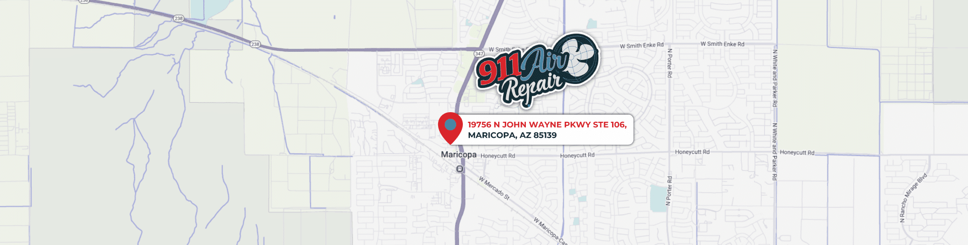 Map of the Maricopa area showing the 911 Air Repair service area